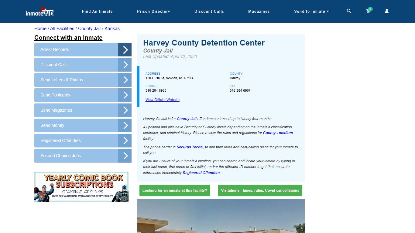 Harvey County Detention Center - Inmate Locator - Newton, KS